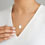Colar com Pingente Placa Quadrada Feminino em Prata 925