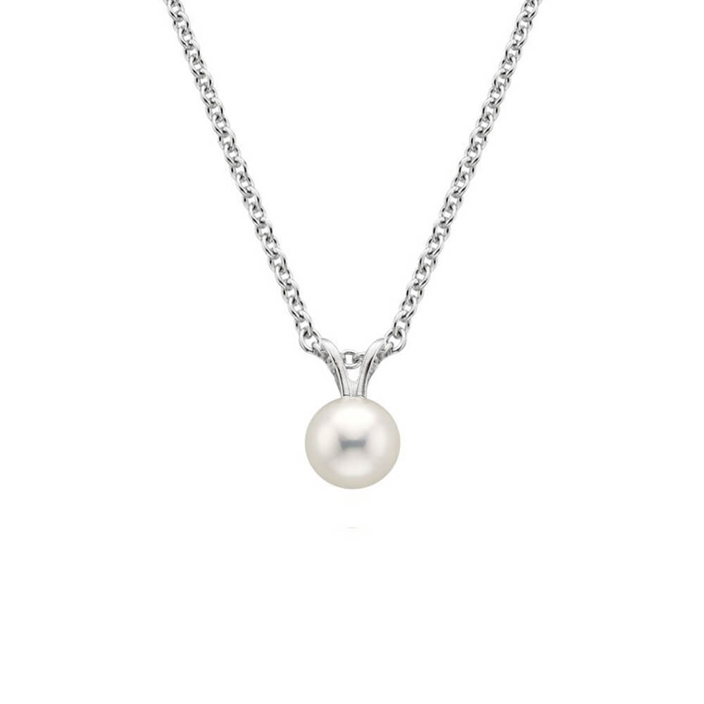 Colar com Pingente Perola Branca 6 mm em Prata 925