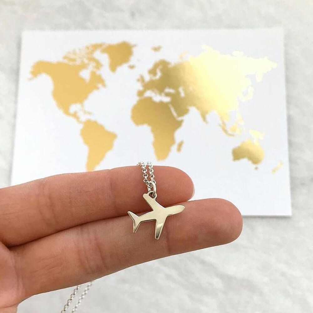 Colar com Pingente de Avião em Prata 925