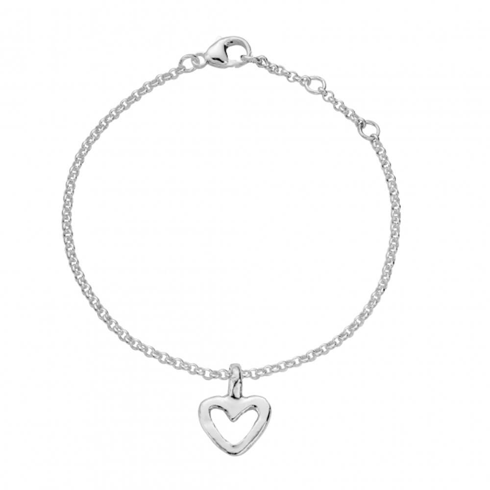 Pulseira com Pingente Coração Vazado Prata 925