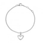 Pulseira com Pingente Coração Vazado Prata 925