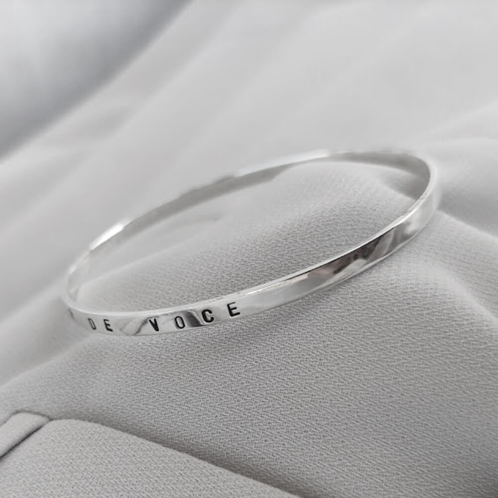 Bracelete com Frase Personalizada em Prata 950