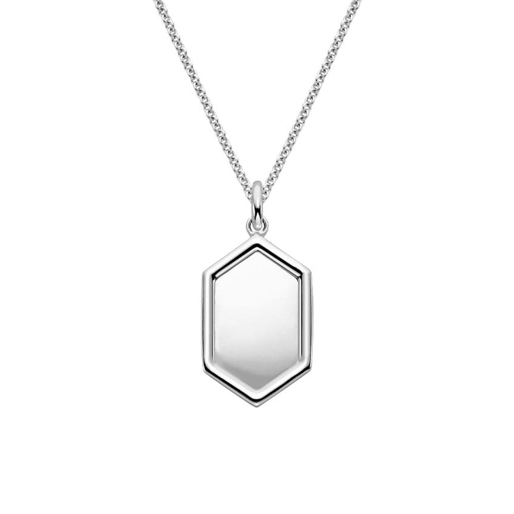 Corrente com Pingente Hexagonal Letra Gravada em Prata Legitima