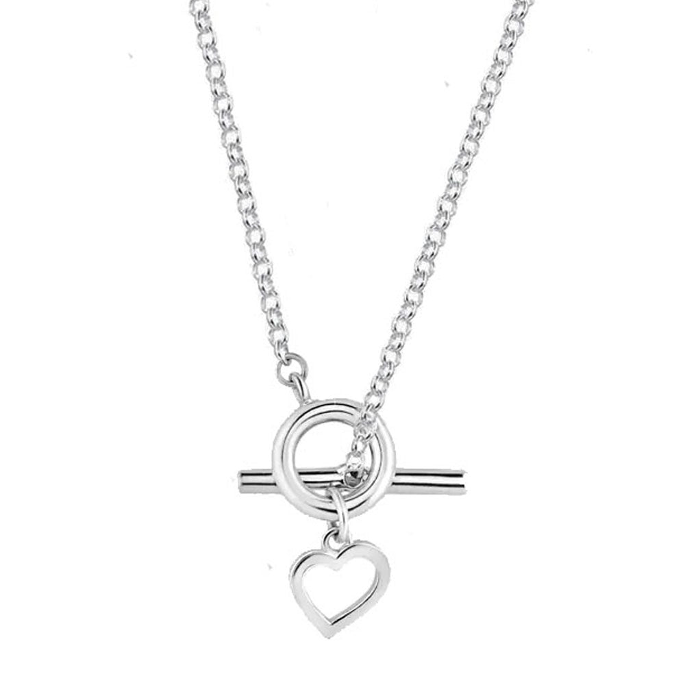 Colar Love Coração com Fecho T em Prata 925