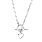 Colar Love Coração com Fecho T em Prata 925