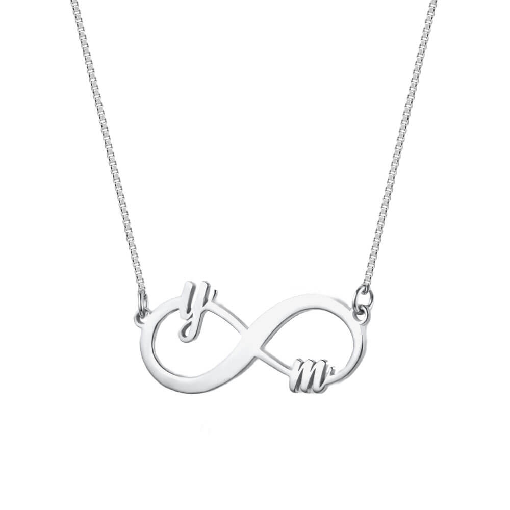 Colar Infinito Personalizado com Inicias do Nome em Prata 925
