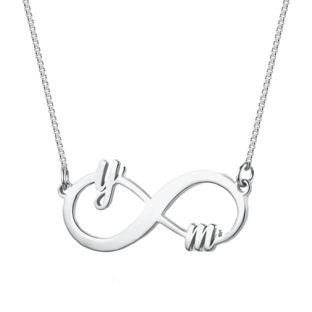 Colar Infinito Personalizado com Inicias do Nome em Prata 925