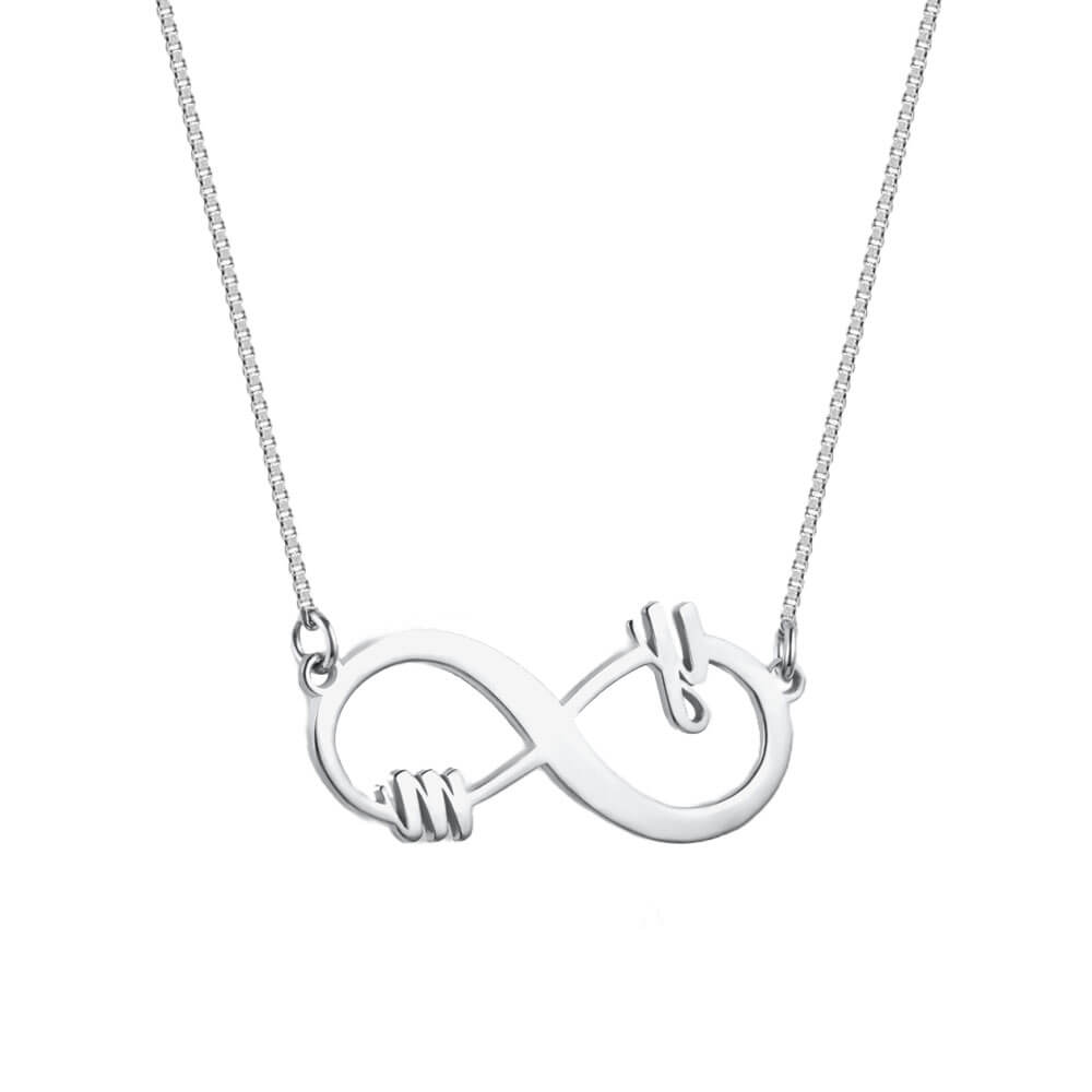 Colar Infinito Personalizado com Inicias do Nome em Prata 925