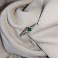 Anel com Pedra Zircônia Verde Esmeralda Prata 950