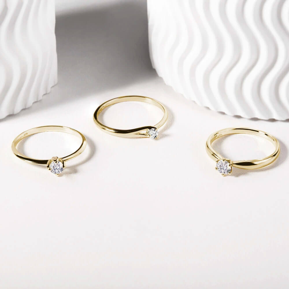 Anel de Ouro 18k 750 Feminino Solitário 6 Garras