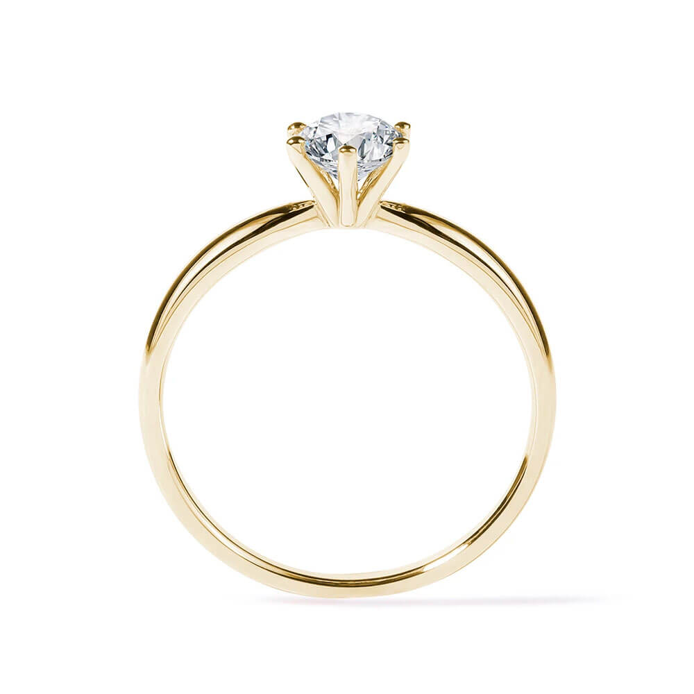 Anel de Ouro 18k 750 Feminino Solitário 6 Garras