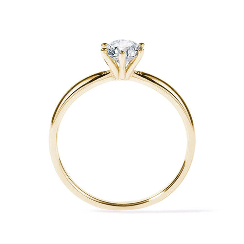 Anel de Ouro 18k 750 Feminino Solitário 6 Garras