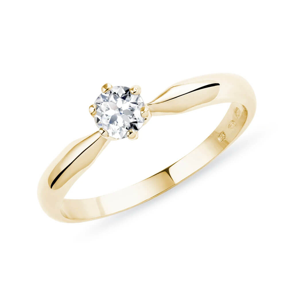 Anel de Ouro 18k 750 Feminino Solitário 6 Garras