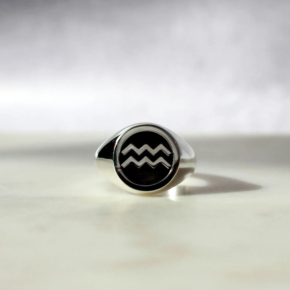 Anel Masculino com Símbolo Signo em Prata 950