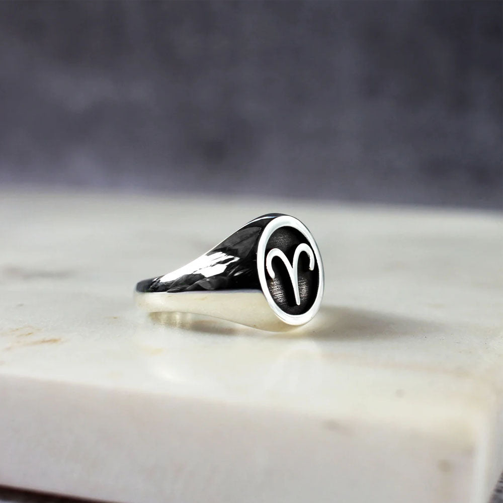 Anel Masculino com Símbolo Signo em Prata 950