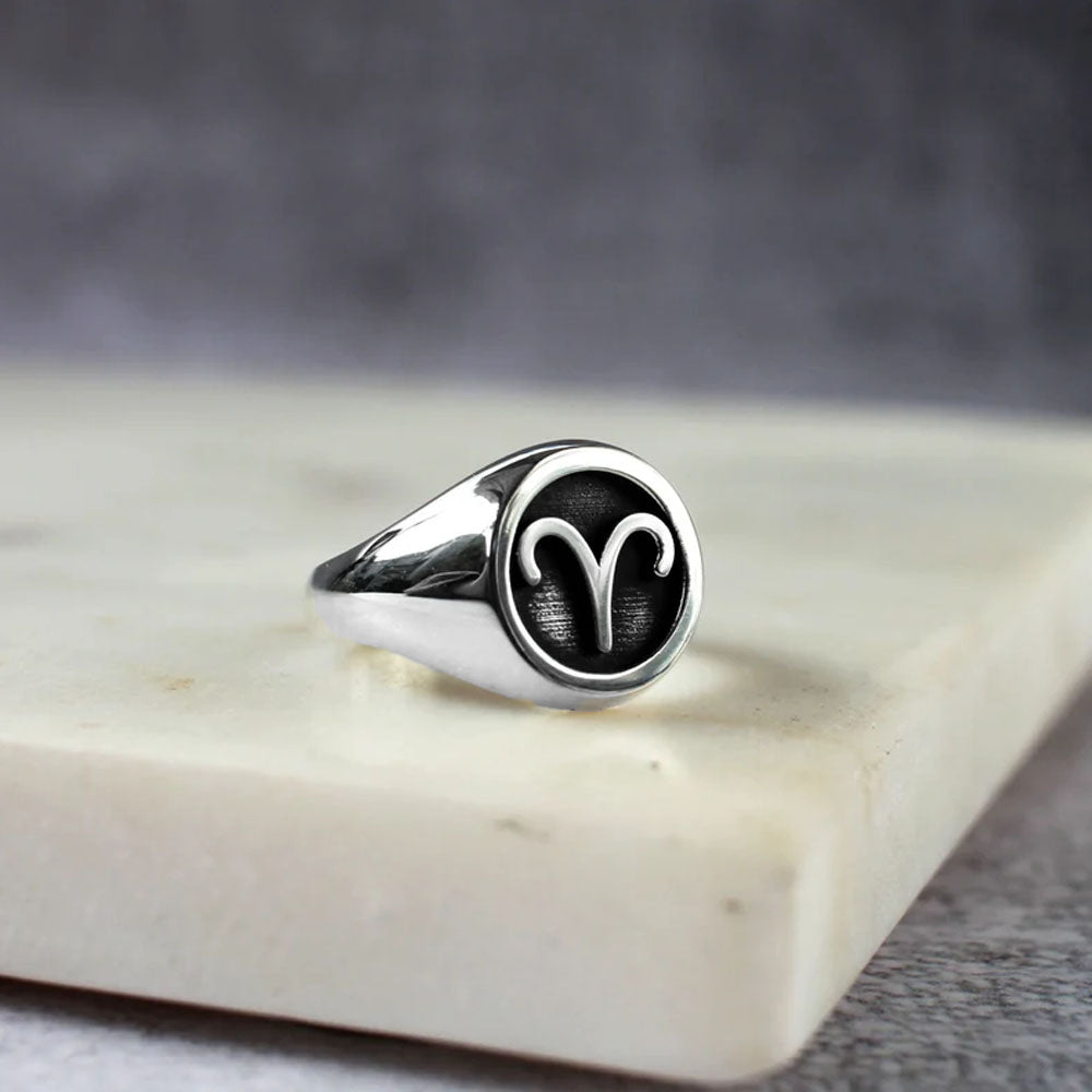 Anel Masculino com Símbolo Signo em Prata 950