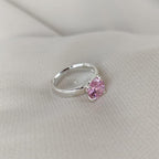 Anel de Prata 950 com Pedra Rosa