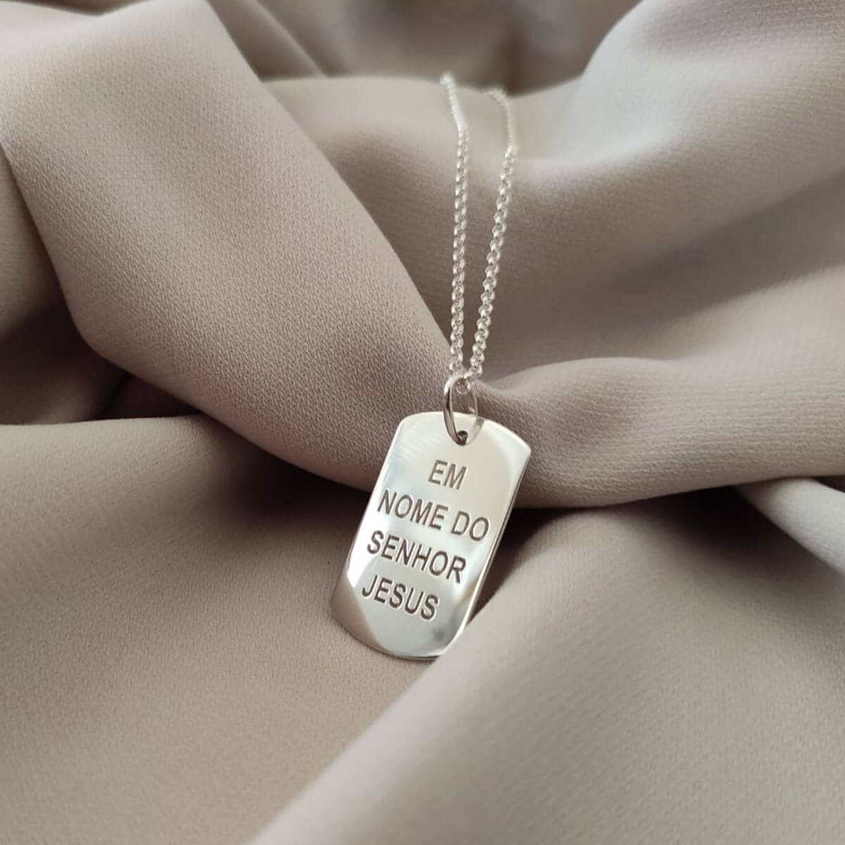 Cordao com Pingente Masculino Placa Personalizado em Prata 925