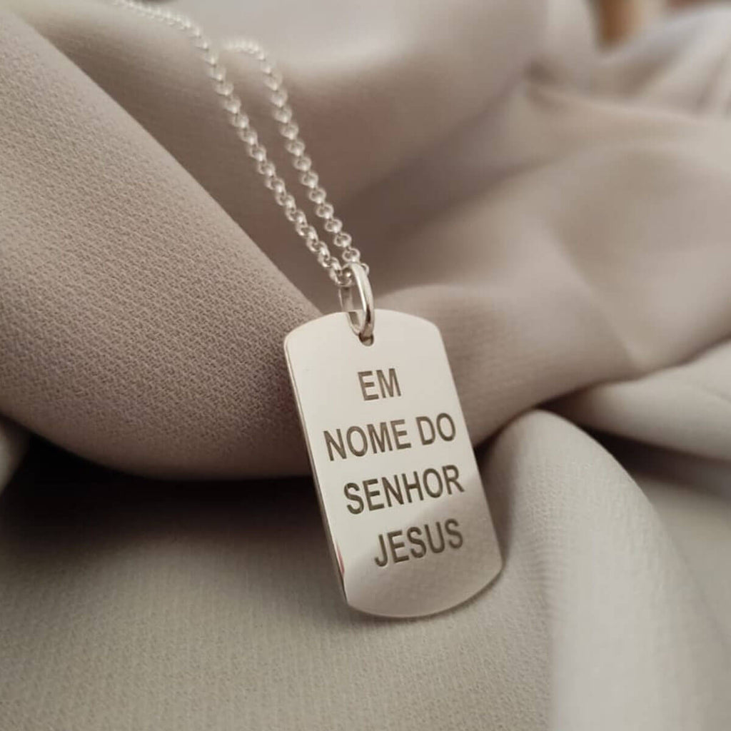 Cordao com Pingente Masculino Placa Personalizado em Prata 925
