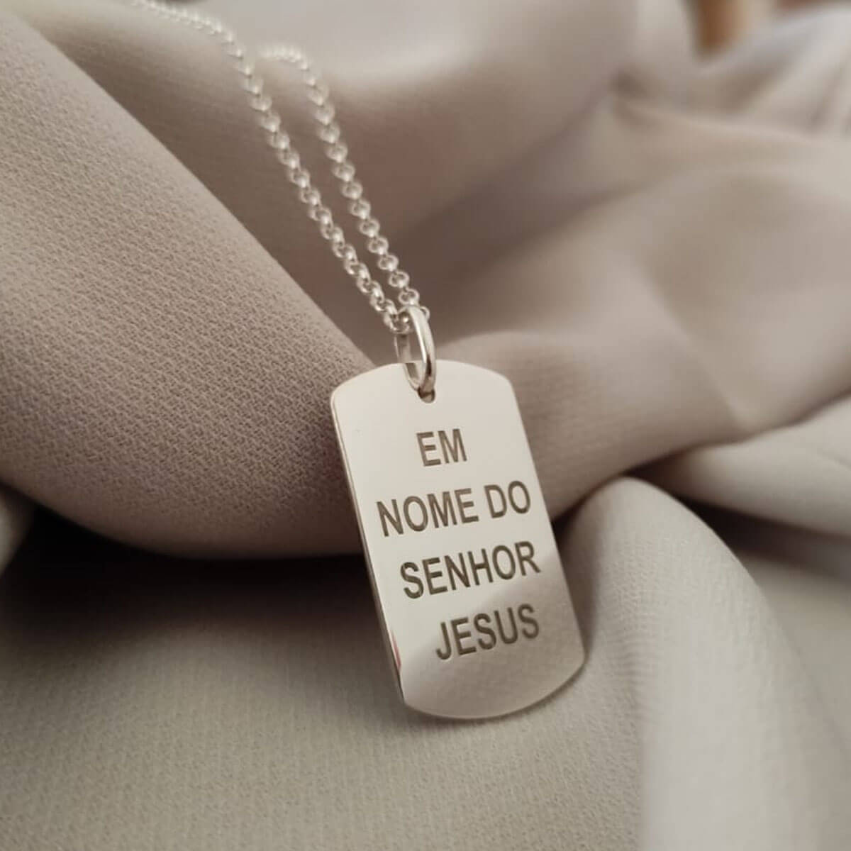 Cordao com Pingente Masculino Placa Personalizado em Prata 925