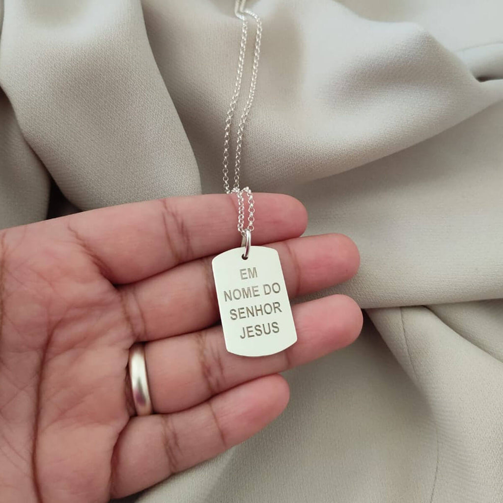 Cordao com Pingente Masculino Placa Personalizado em Prata 925