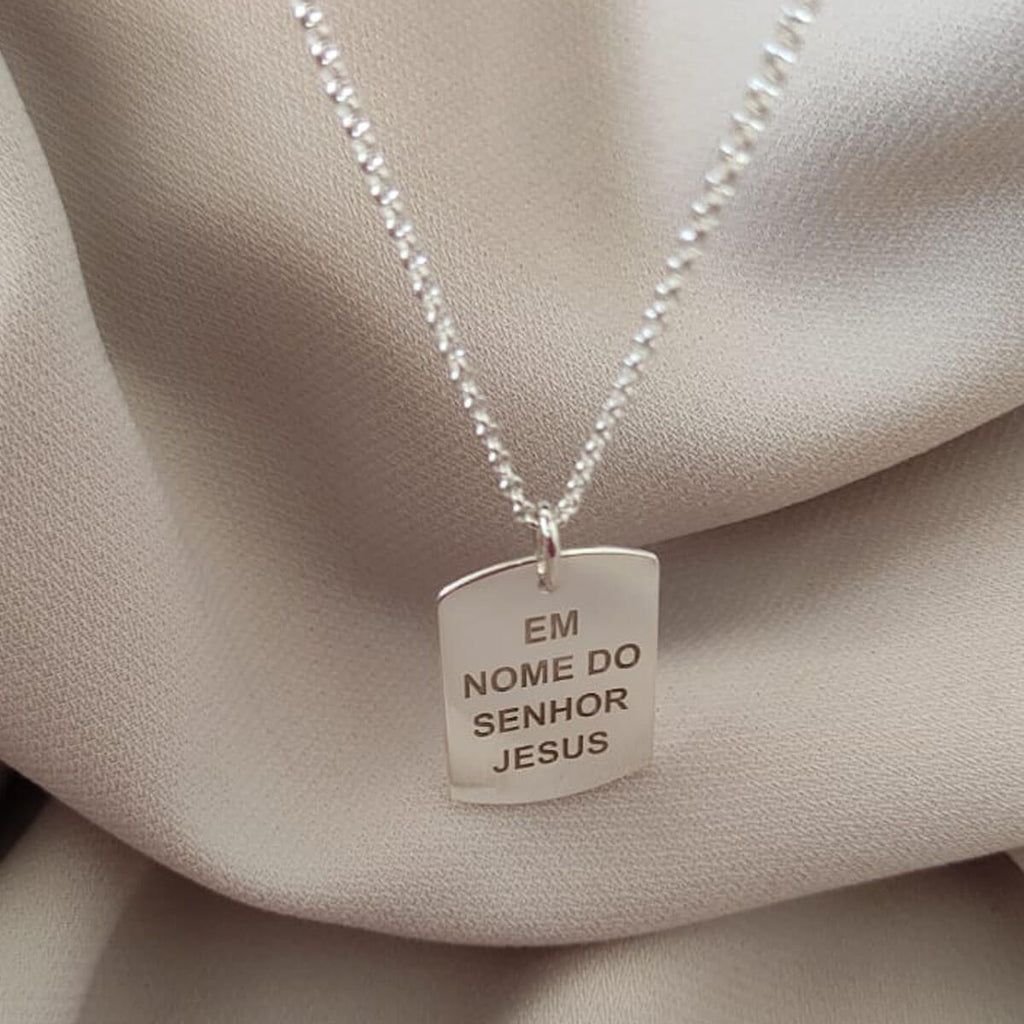 Cordao com Pingente Masculino Placa Personalizado em Prata 925