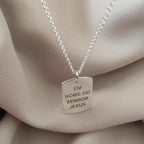 Cordao com Pingente Masculino Placa Personalizado em Prata 925