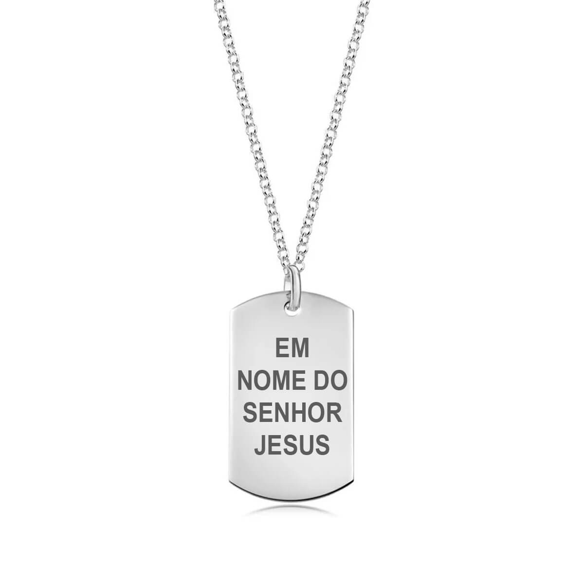 Cordao com Pingente Masculino Placa Personalizado em Prata 925