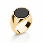 Anel Sinete Chevalier Pedra Preta Onix em Ouro 18k 750