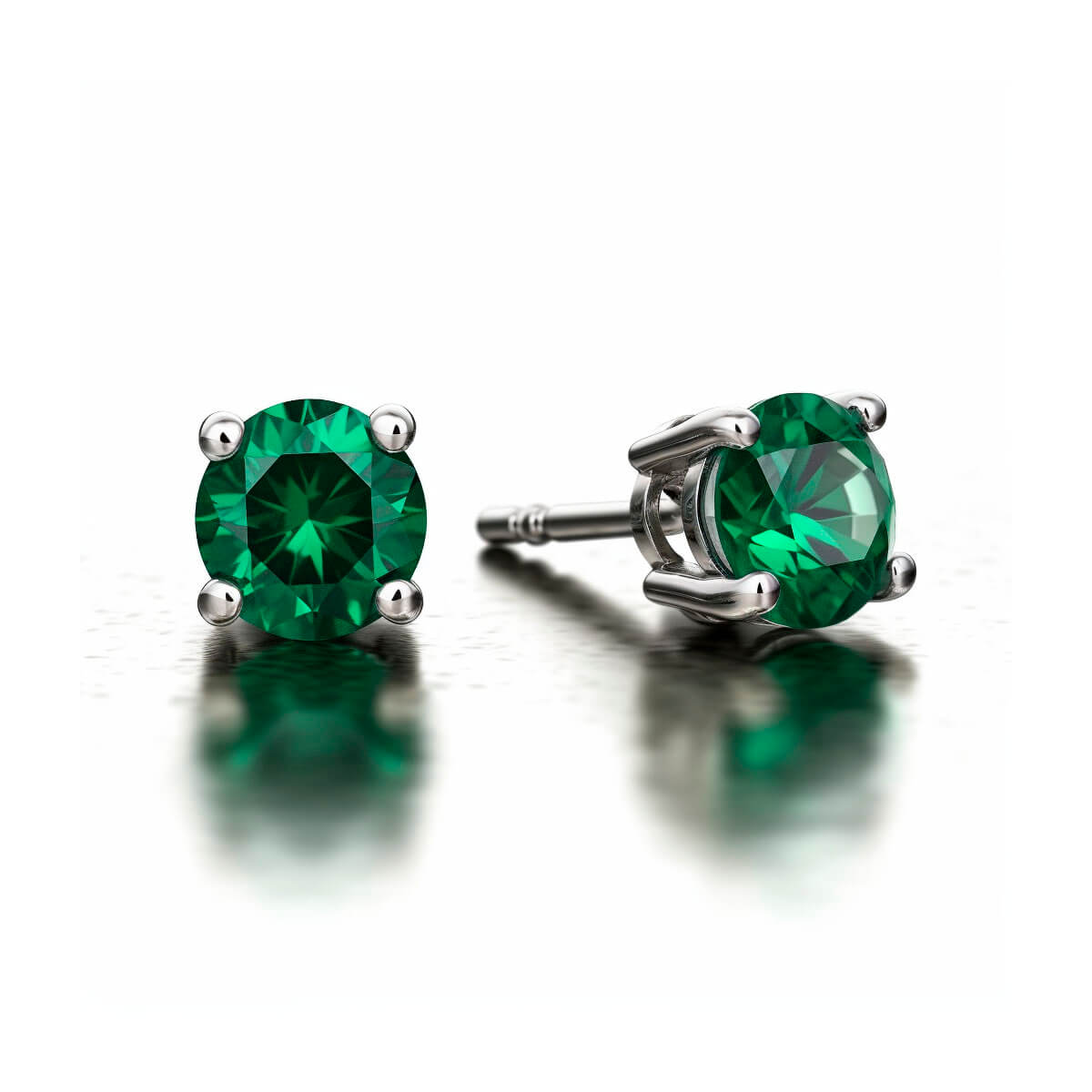 Brinco com Pedra de Zirconia Verde em Prata 950