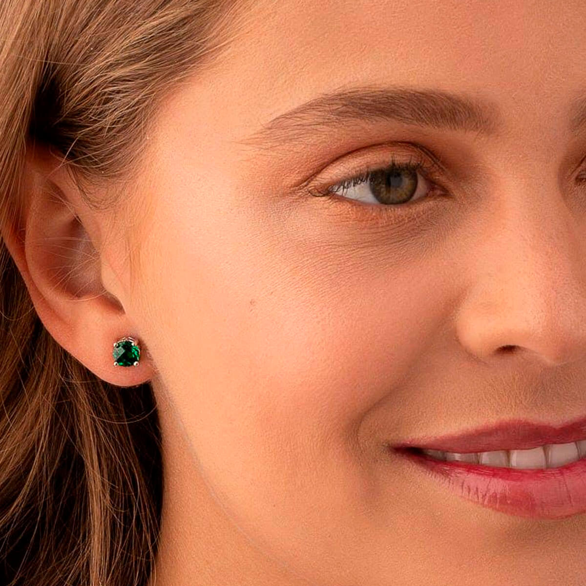 Brinco com Pedra de Zirconia Verde em Prata 950