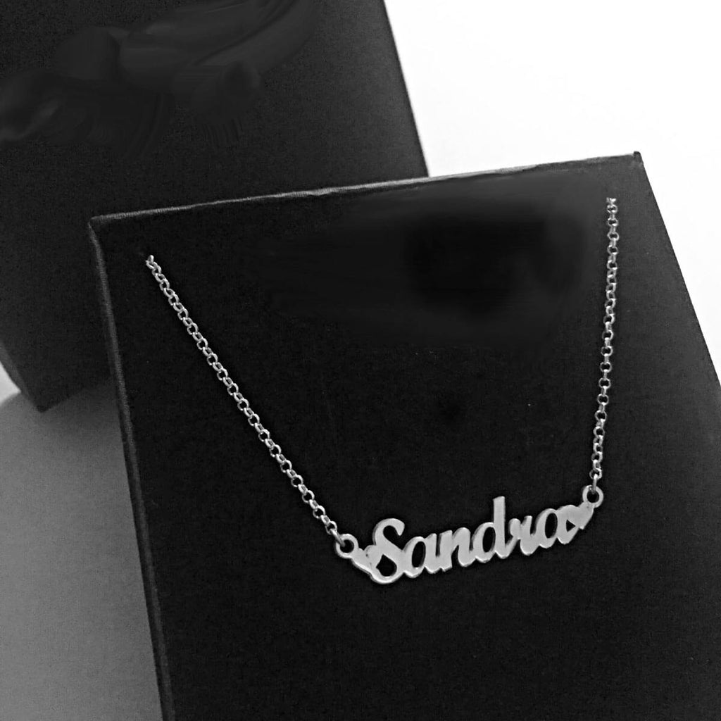 Colar com Nome Dois Corações Personalizado Prata 925