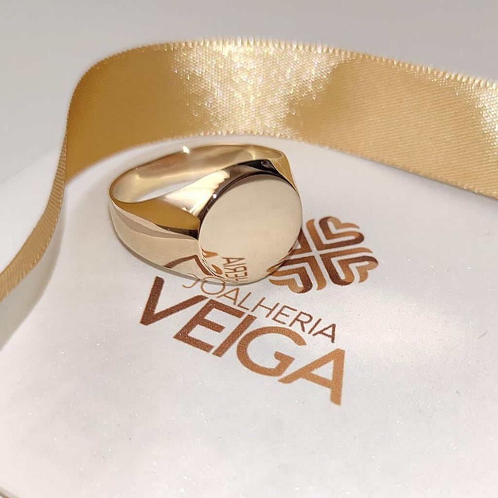 Anel Chevalier Sinete Joia Ouro Amarelo Legitimo 18k 750