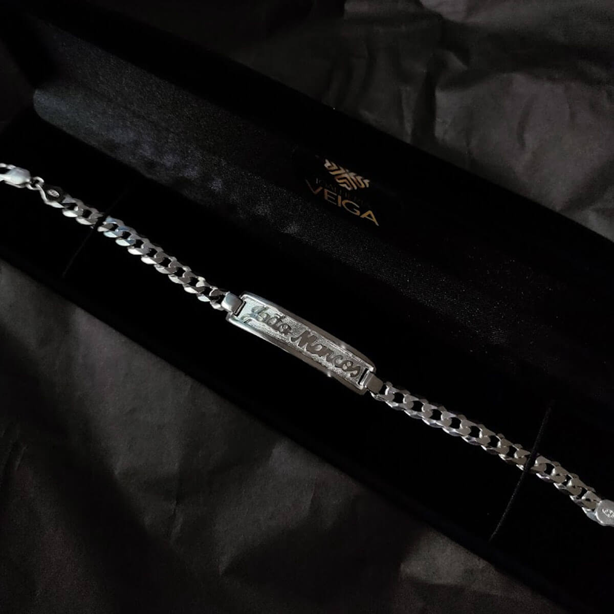Pulseira Masculina Chapa com Nome Personalizado em Prata 925