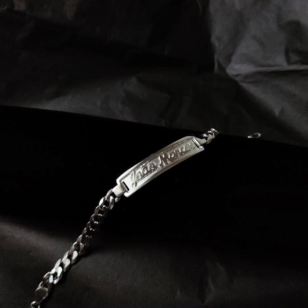 Pulseira Masculina Chapa com Nome Personalizado em Prata 925