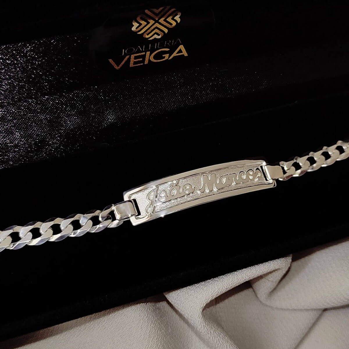 Pulseira Masculina Chapa com Nome Personalizado em Prata 925
