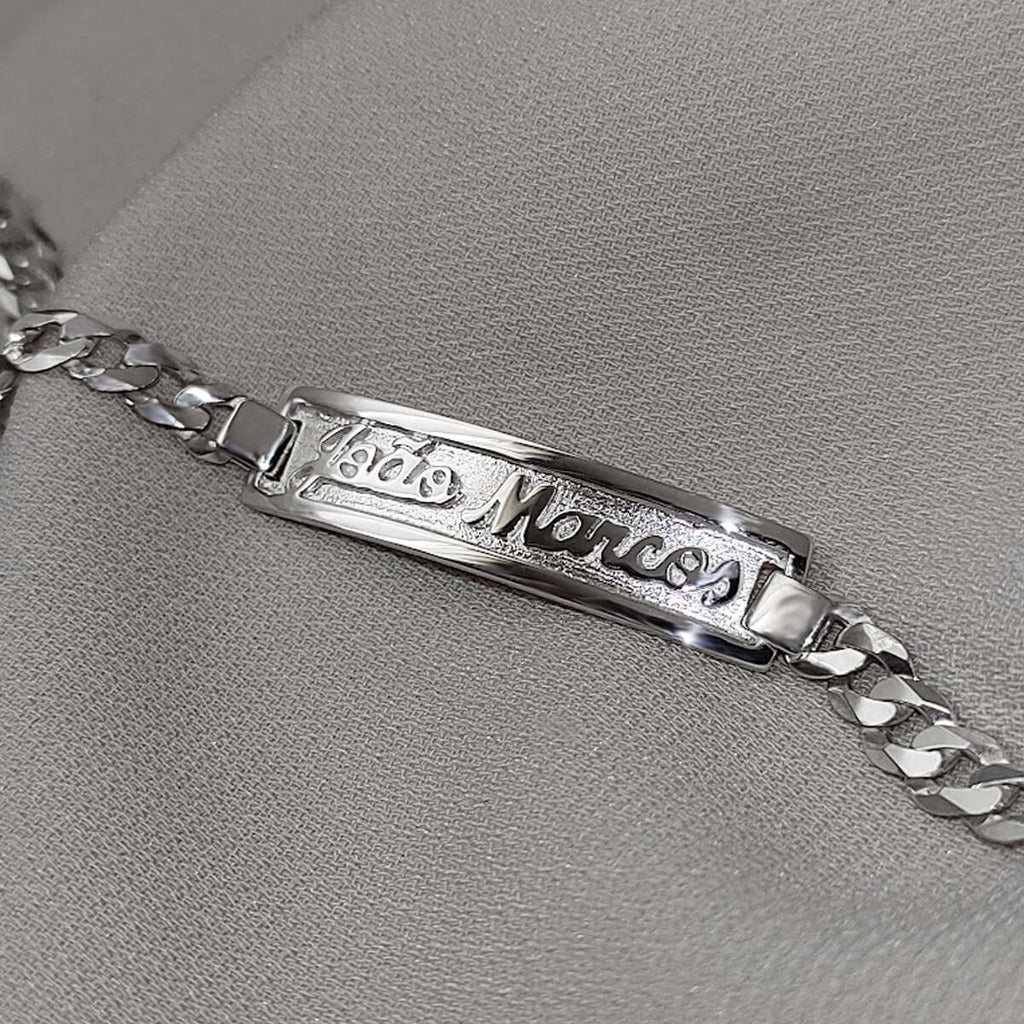Pulseira Masculina Chapa com Nome Personalizado em Prata 925