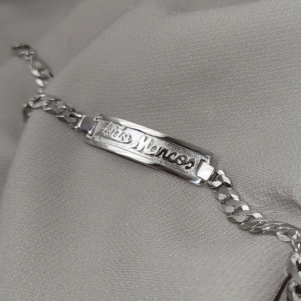 Pulseira Masculina Chapa com Nome Personalizado em Prata 925