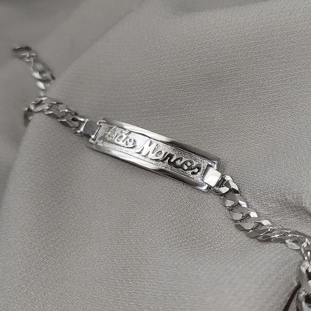 Pulseira Masculina Chapa com Nome Personalizado em Prata 925