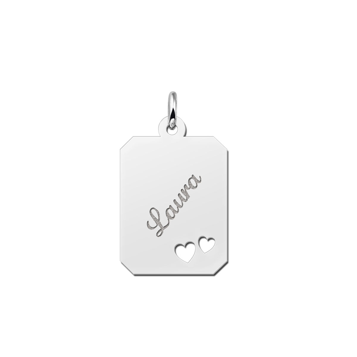 Pingente Feminino Placa Coração Nome Gravado Prata 950