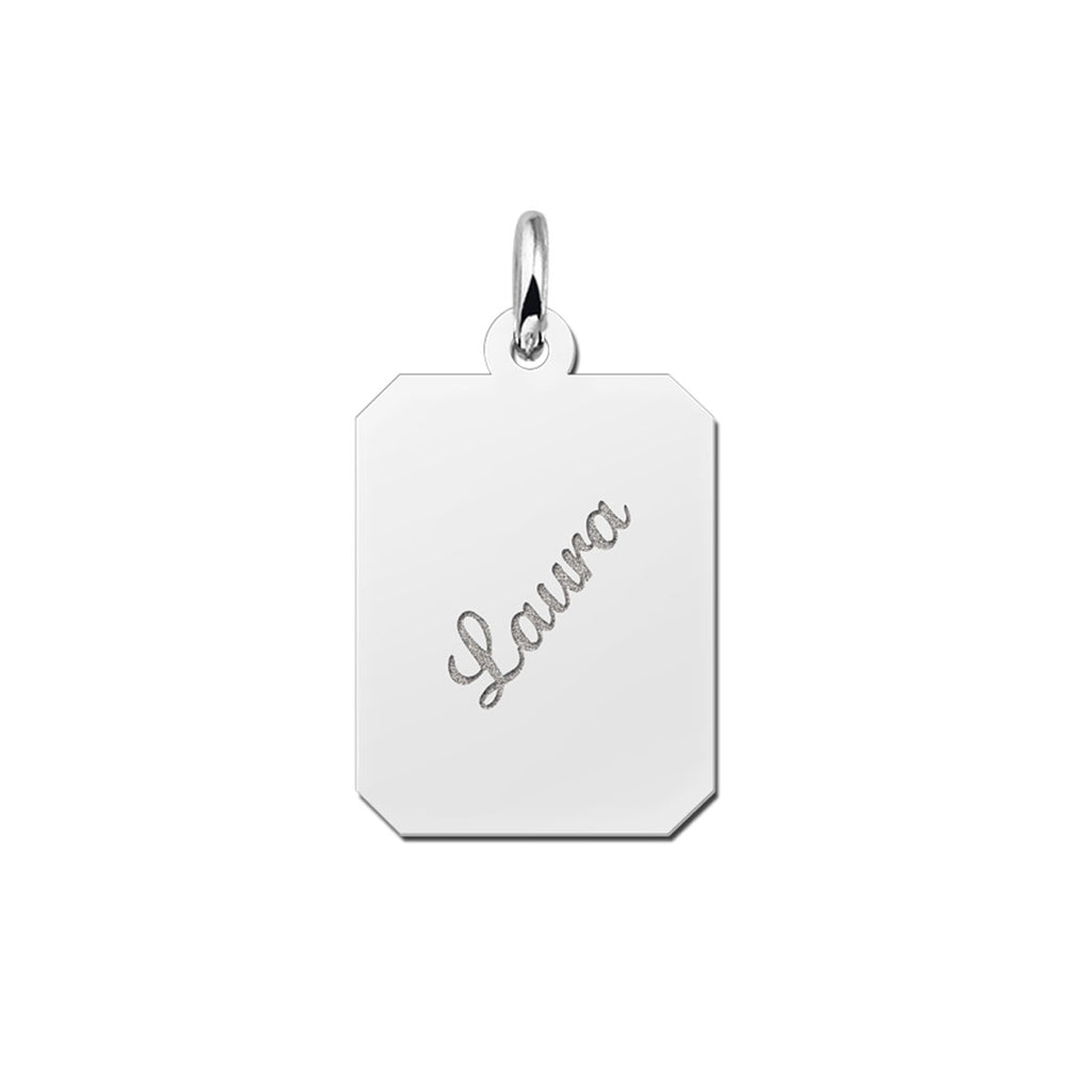 Pingente Placa com Nome Gravado Personalizado Prata 950