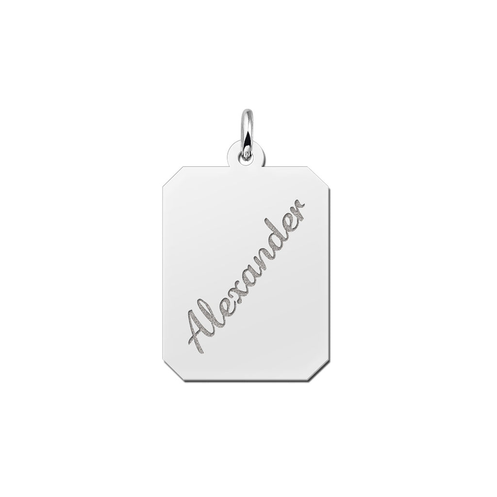 Pingente Placa com Nome Gravado Personalizado Prata 950