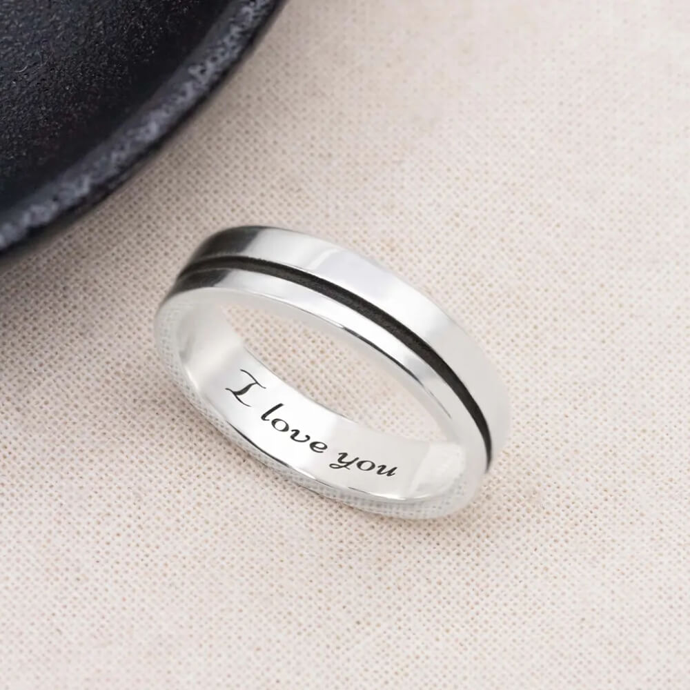 Aliança com Nome Gravado Frase Prata 950 Friso 5mm