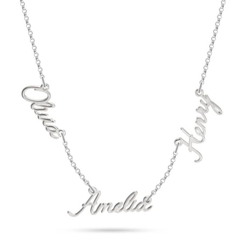 Corrente com 3 Nomes Personalizado em Prata 925
