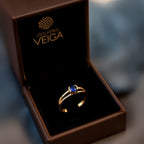 Anel de Formatura Psicologia Safira Azul em Ouro 18k 750