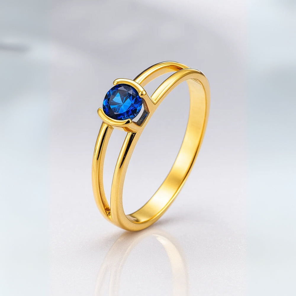 Anel de Formatura Psicologia Safira Azul em Ouro 18k 750