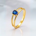 Anel de Formatura Psicologia Safira Azul em Ouro 18k 750