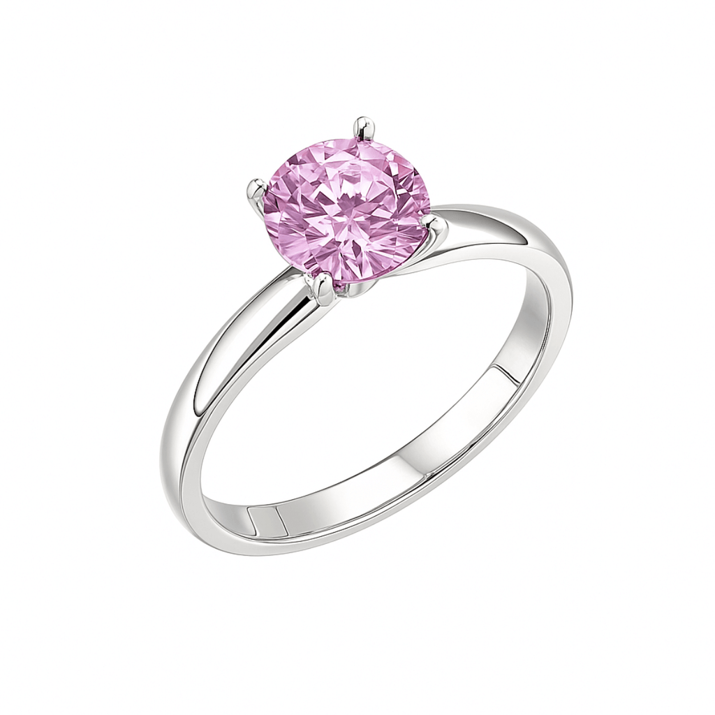 Anel de Prata 950 com Pedra Rosa