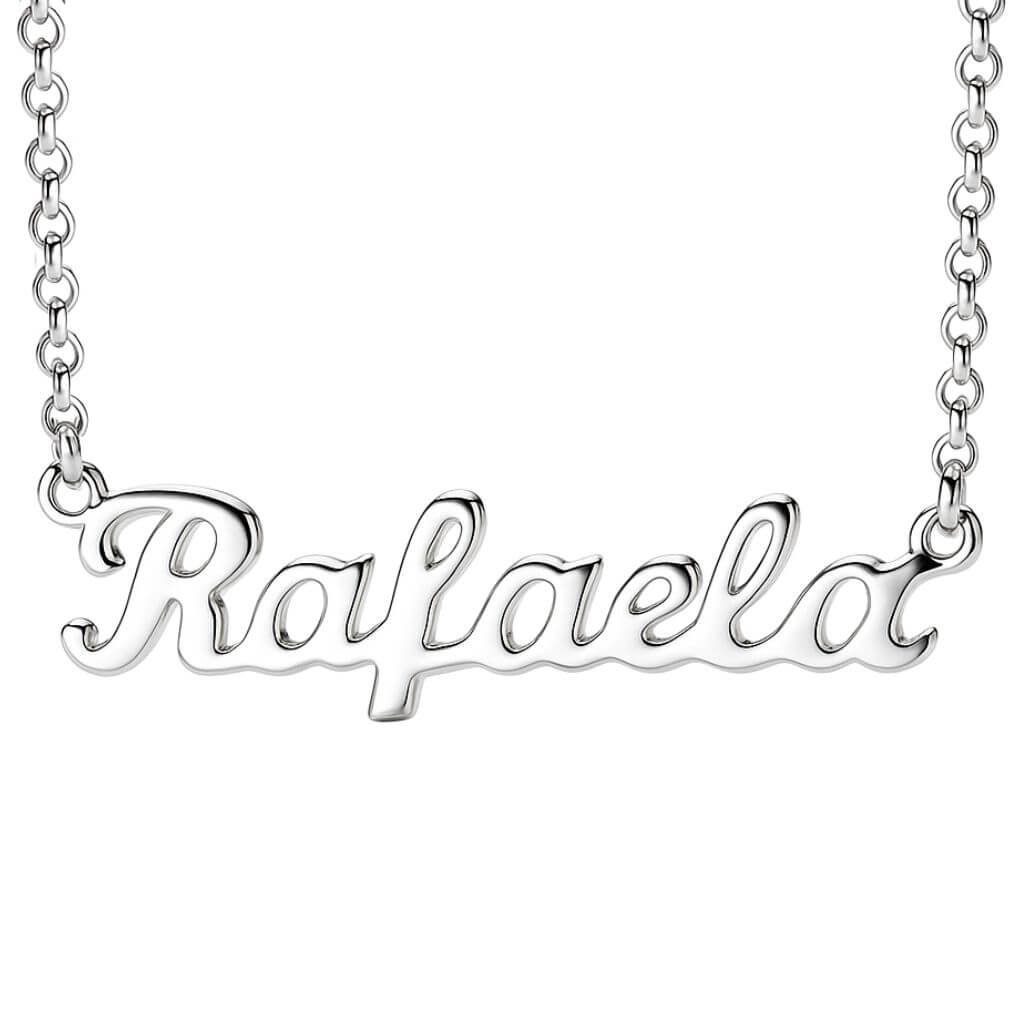 Corrente Portuguesa com Nome Personalizado em Prata