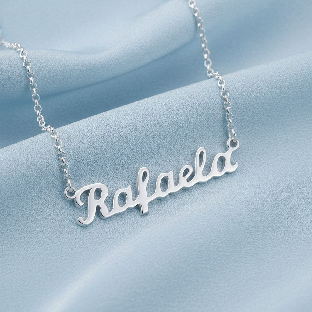 Corrente Portuguesa com Nome Personalizado em Prata